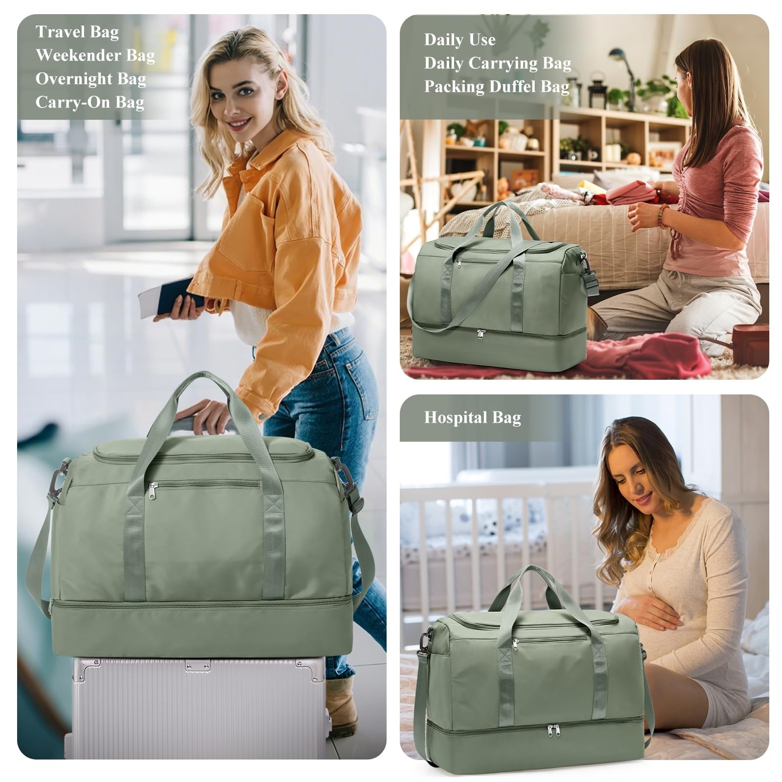Extra Large Travel Duffle Bag,Carry on Overnight Bag with Shoes Compartment,W…