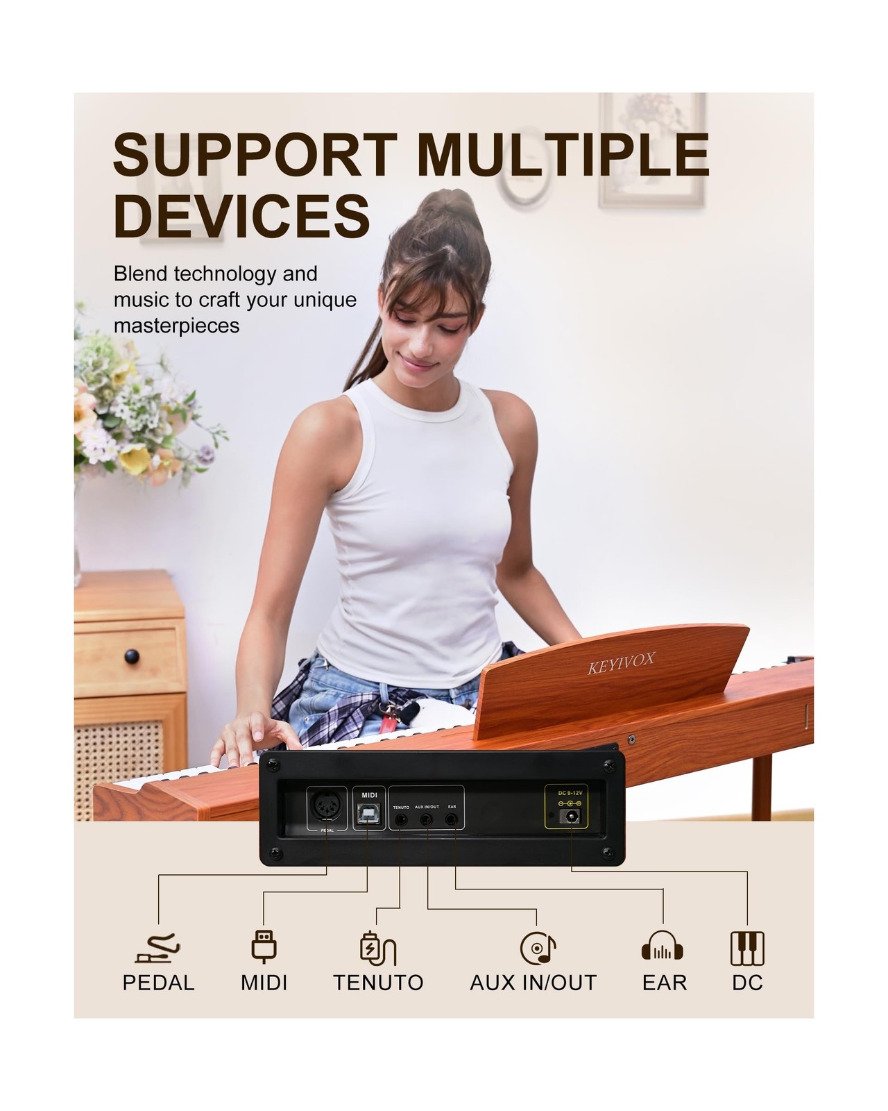 KEYIVOX 88 Key Digital Piano for Beginners, Home Electric Piano with Triple P…