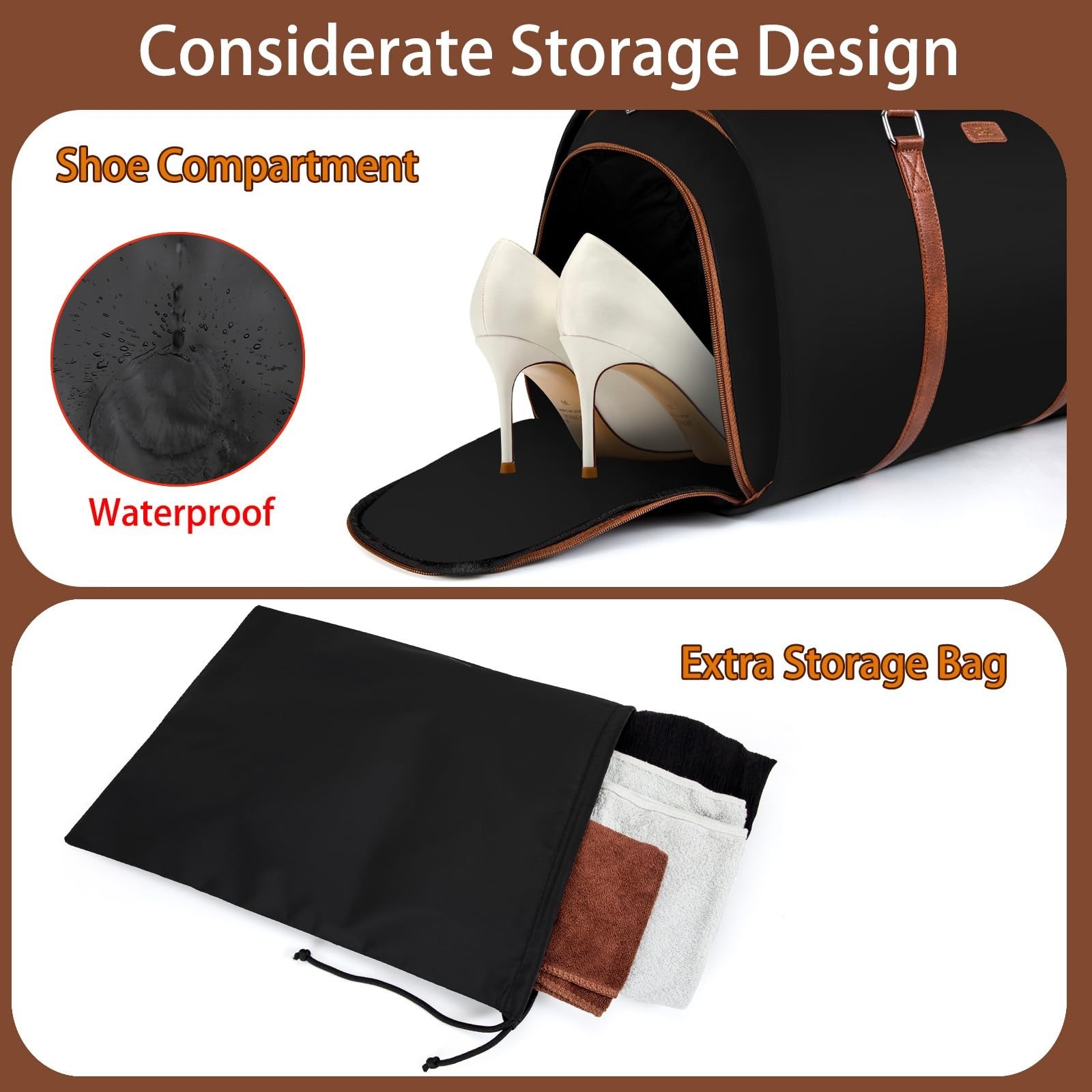 Convertible 2-in-1 Garment Bags for Travel, 50L Carry On Garment Duffle Bag W…