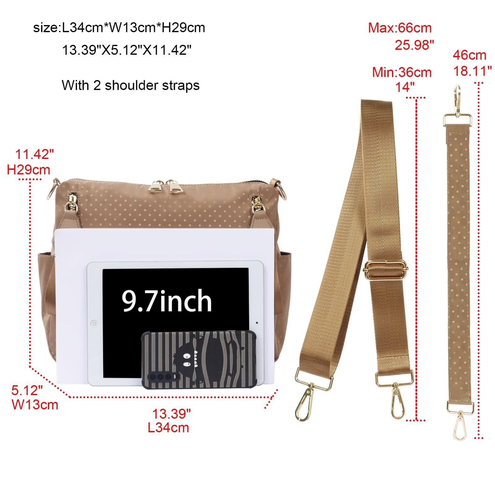 PAKFIEKS Women Nylon Crossbody Bag Hobo Tote Bag Large Capacity Anti-theft Li…