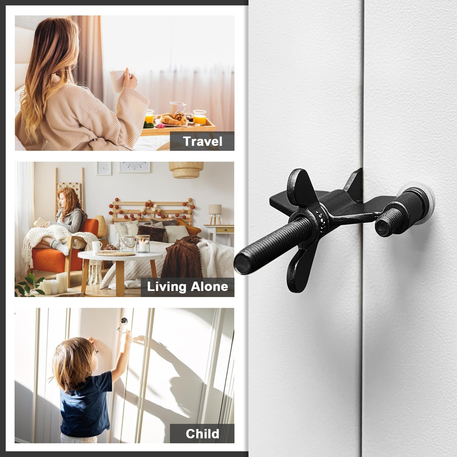 Portable Door Lock, Hotel Travel Door Lock Security for Home, Black | Hotel S…