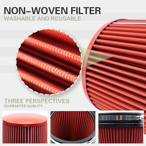 Fiber 6″ Cold Air Intake Filter () 260MM RED