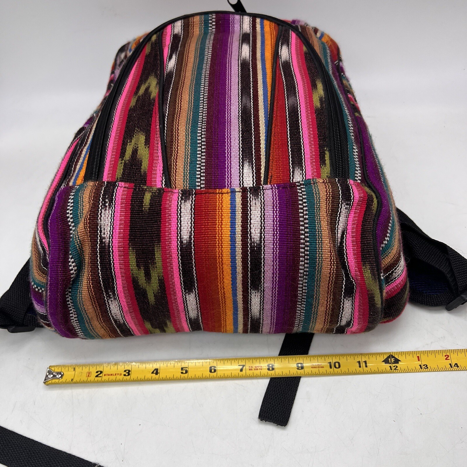 BackPack Guatemalan Full Zip Cotton Adjustable Straps 3 Compartments Colorful
