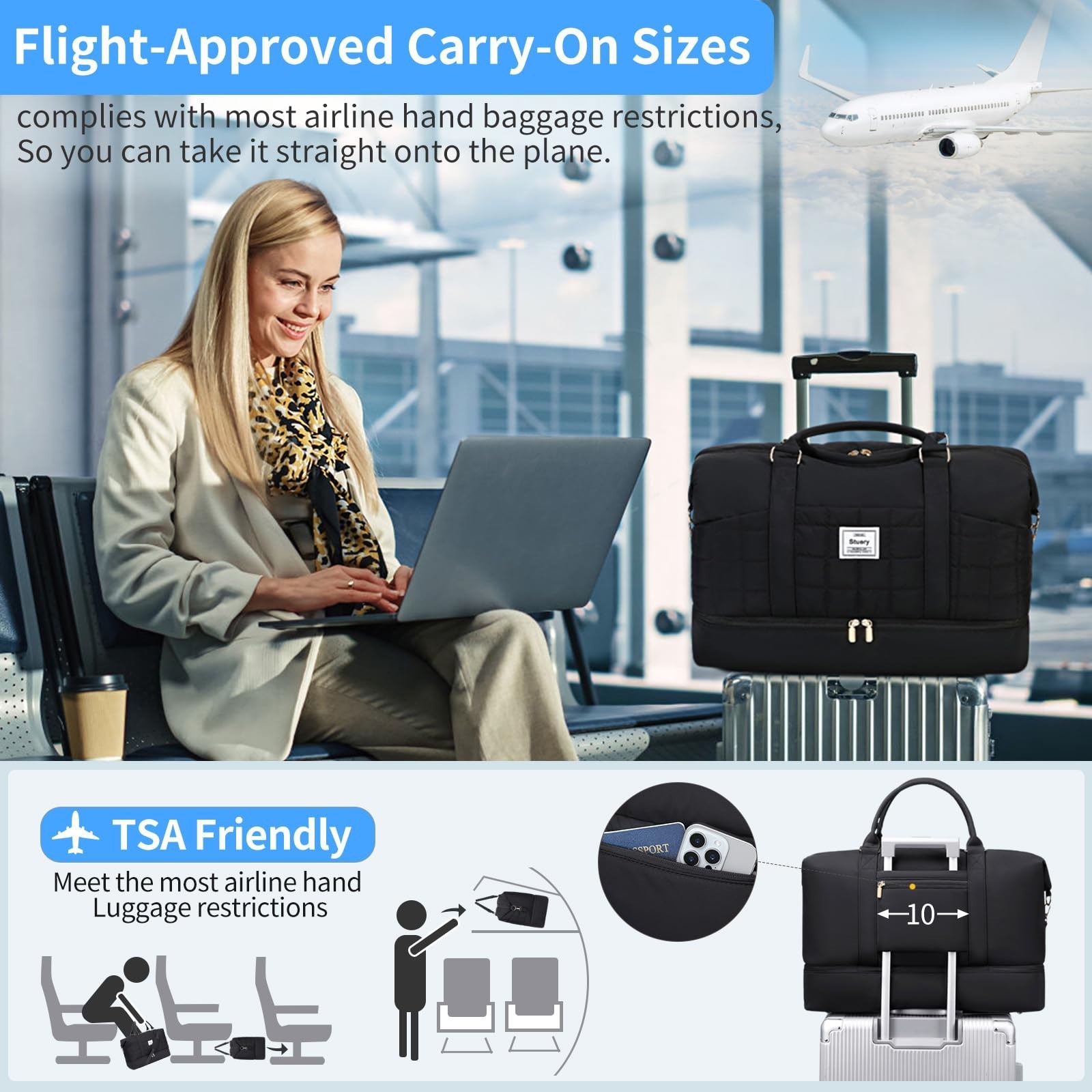 Puffer Weekender Bags for Women: Large Overnight Bags Travel Duffel Bag Carry…