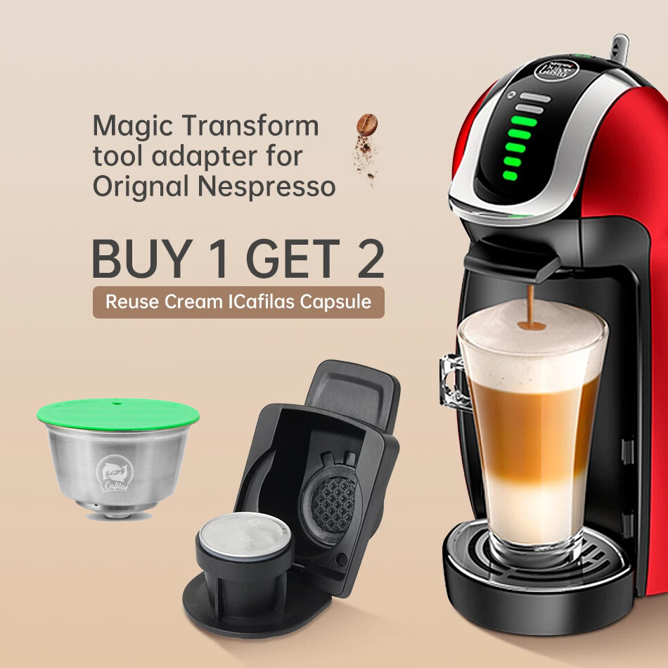 Reusable For Dolce Gusto Coffee Capsule Adapter Converter & Metal Coffee Pod Set