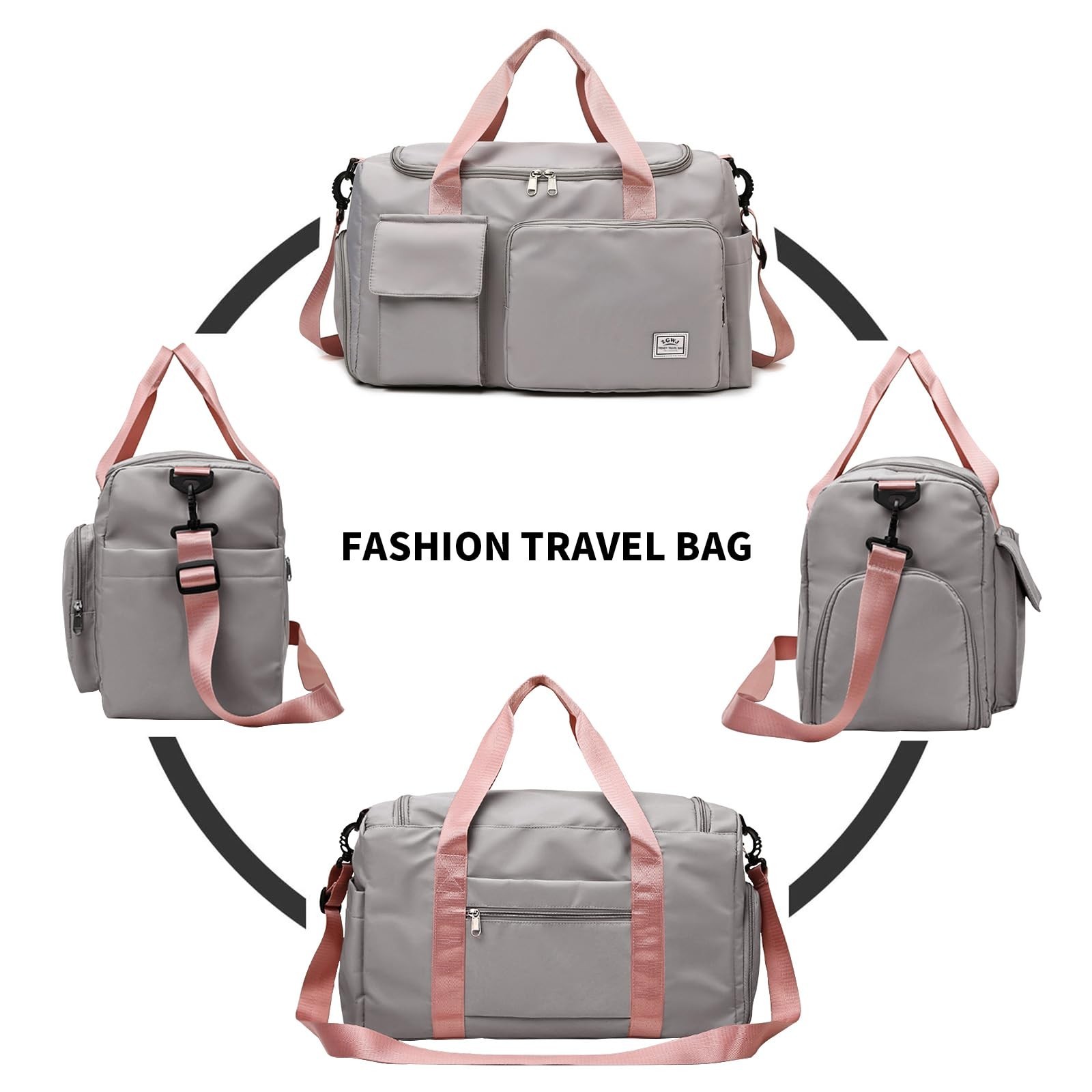 Travel Duffel Tote Bag with Dry Wet Separation Pocket, Weekender Bag for Wome…
