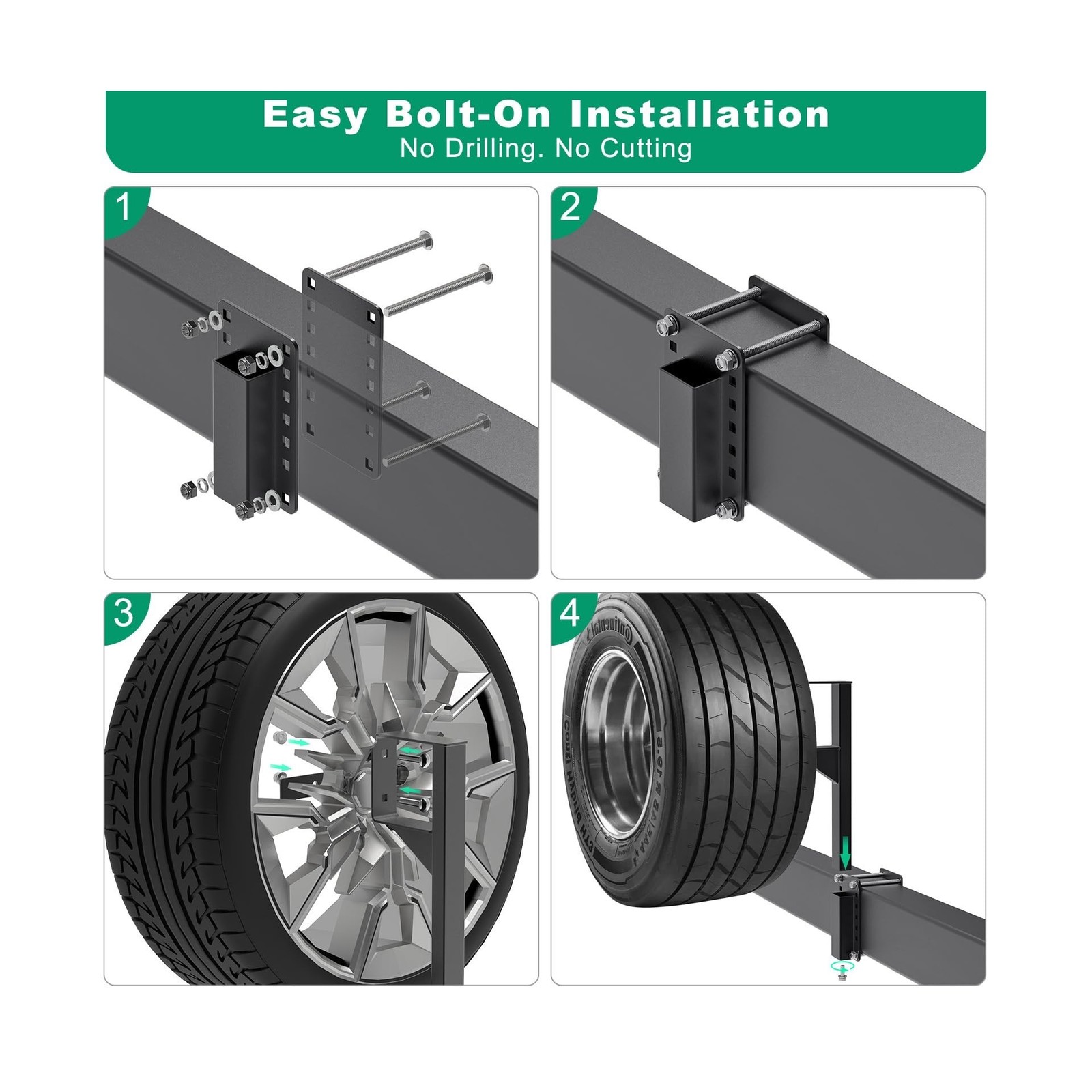 SELEWARE Spare Tire Carrier, 160LBS Heavy Duty Bolt-On Trailer Spare Tire Mou…