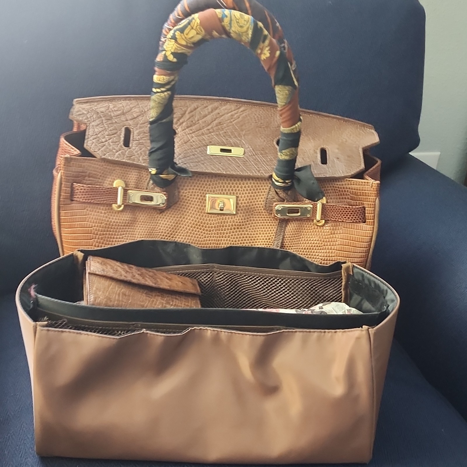 Rupert A. Weinberger Brown Top Handle Bag Gold Hardware Exotic