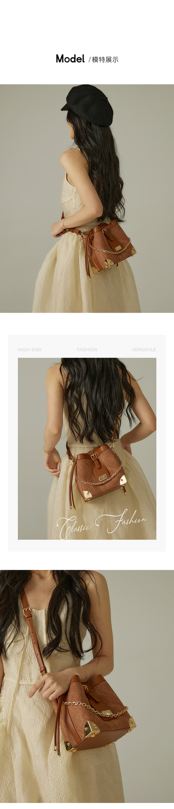 Bucket bag black brown premium shoulder crossbody bucket bag