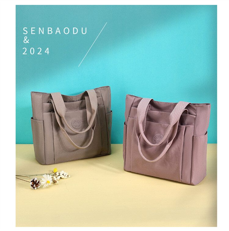 Casual women’s bag casual solid color nylon cloth shoulder portable mother bag