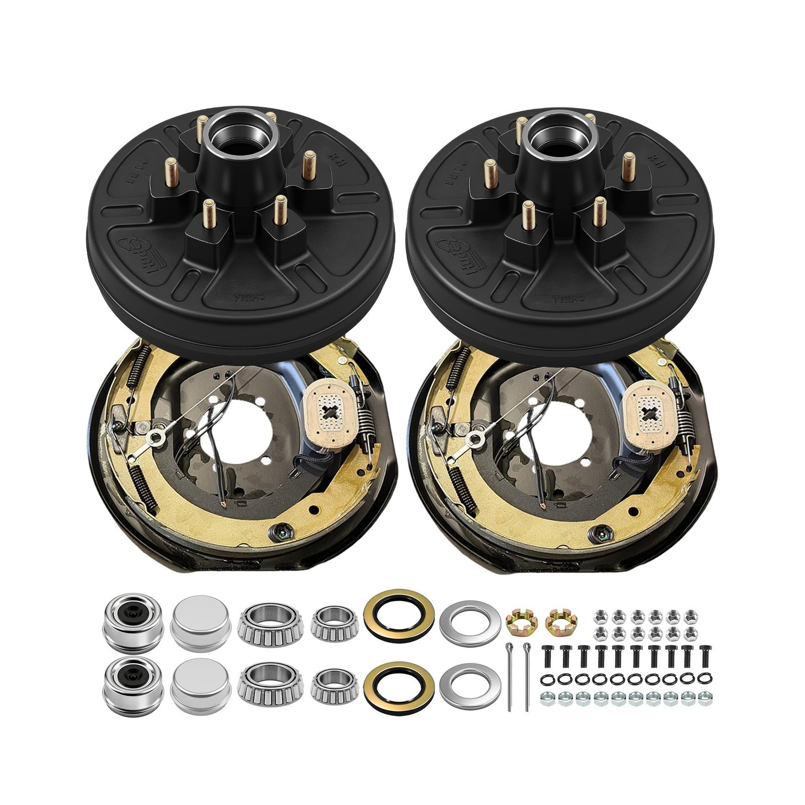 dreamdragon 5,200 lbs Trailer Axle Electric Brake Kit, 6-Hole 5.5″ Bolt Circl…