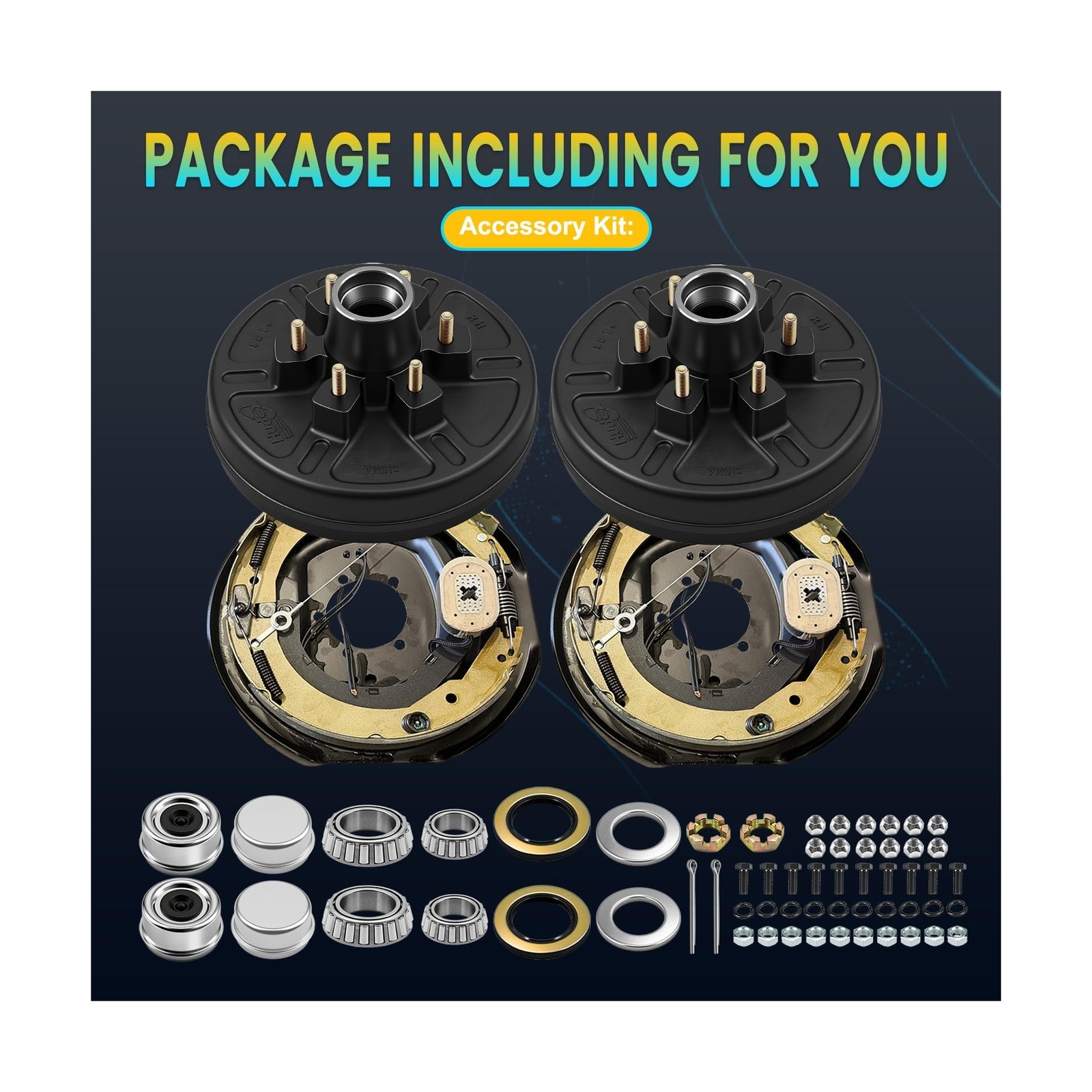 dreamdragon 5,200 lbs Trailer Axle Electric Brake Kit, 6-Hole 5.5″ Bolt Circl…