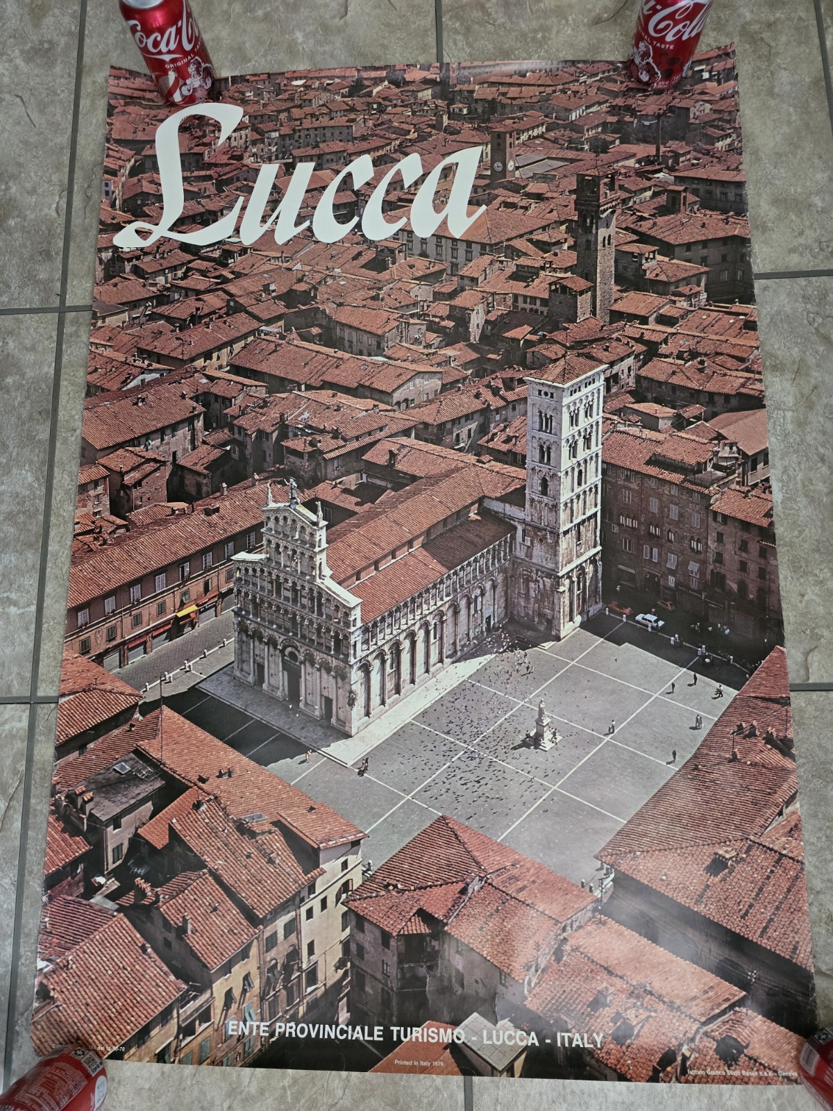 Lucca Tuscany Piazza Vintage Travel POSTER Tourism Ad Printed In Italy 1979 Orig