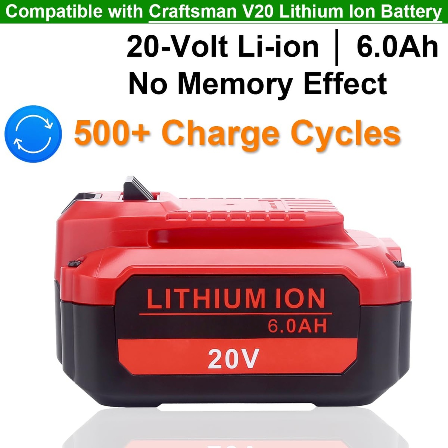 Upgraded 6.0Ah 20V Lithium Replacement Battery Compatible with Craftsman V20 …