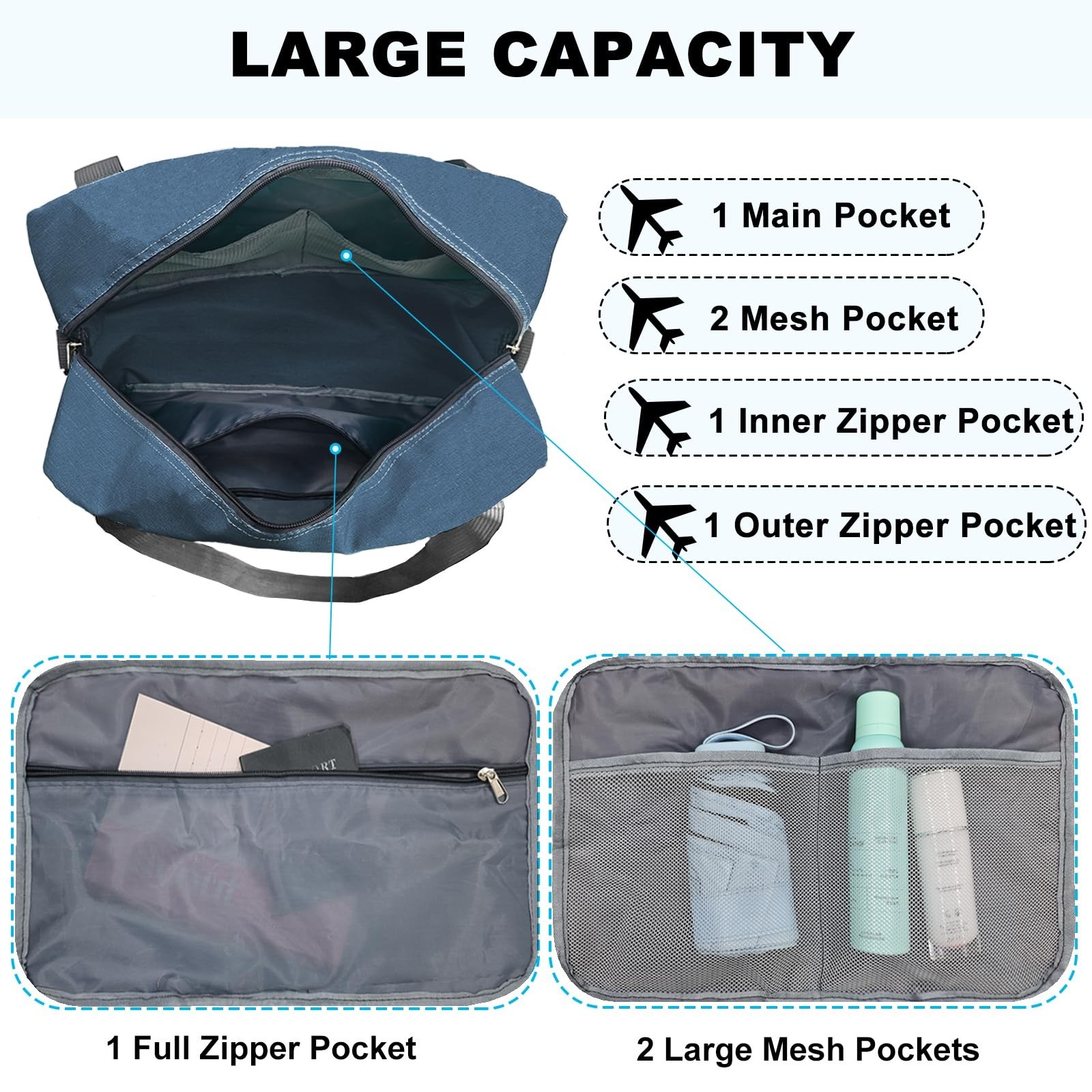 Foldable Carry on Luggage Bag 22x14x9 Personal Item Bag for Airplanes Travel …