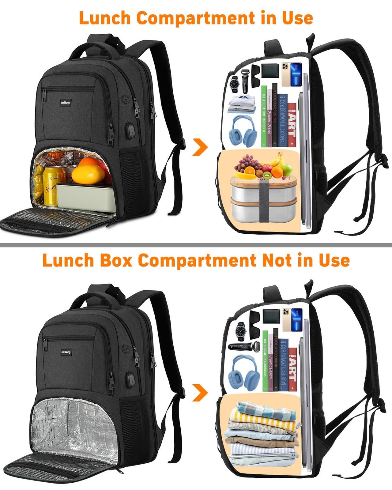 17.3 Inch Laptop Backpack Insulated Backpacks with Cooler Compartment,TSA Lar…