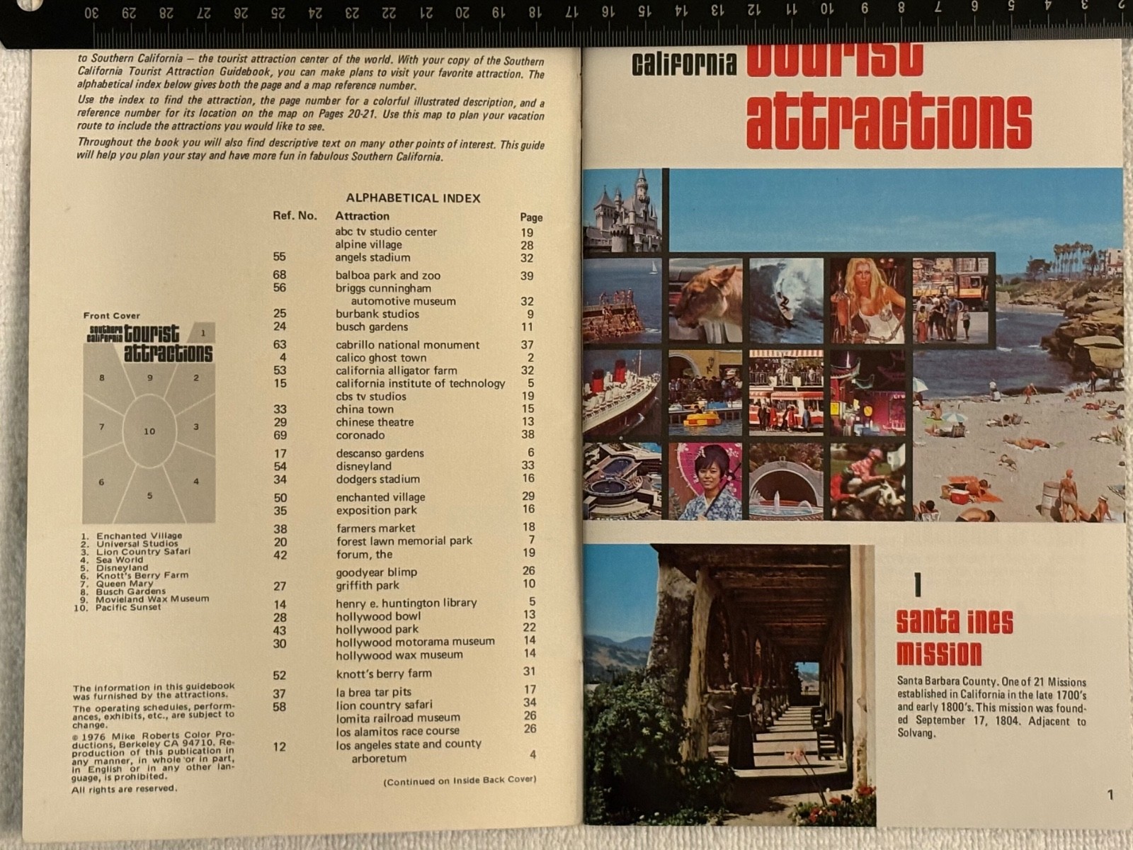 Southern California Tourist Attractions Travel Guide Booklet 1976 Hollywood Vtg