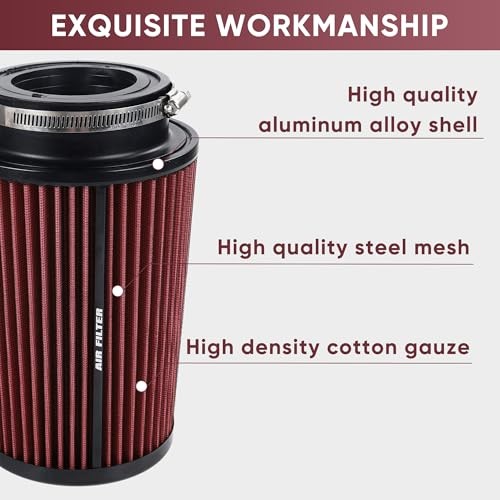 3 3.5 4 Inch Cold Air Intake Filter 76mm 89mm 101mm High Performance Red