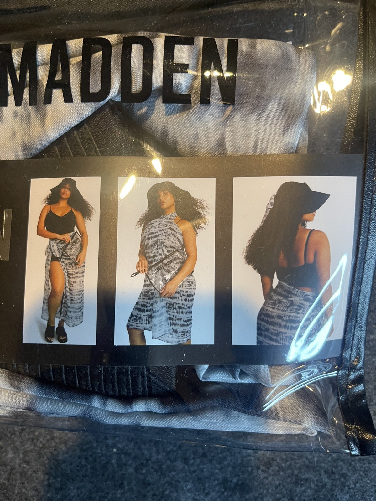 Steve Madden 3 Piece Beach Travel Set Packable Hat, Cover-Up & Pouch NEW