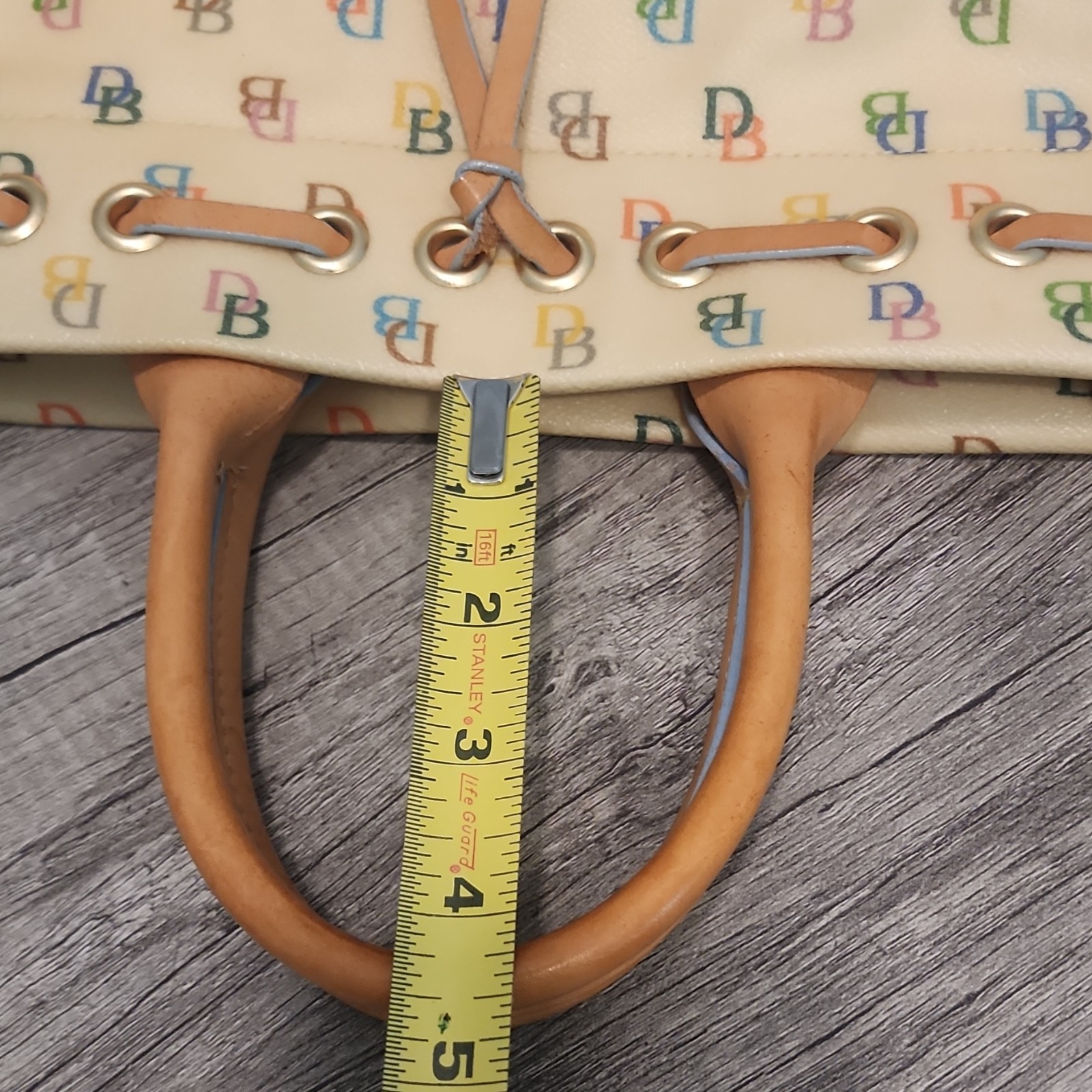 Dooney & Bourke Monogram Satchel Cream Multicolor Strap & matching coin wallet