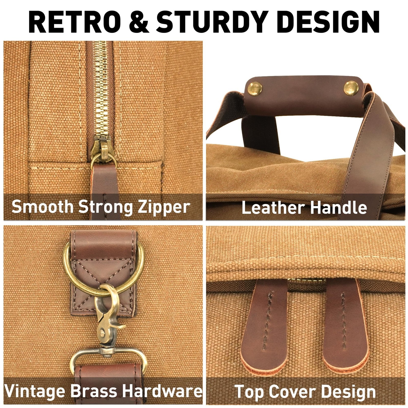 60L Travel Bags for Men, Nomad Canvas Duffle Bag Vintage Genuine Leather Trav…