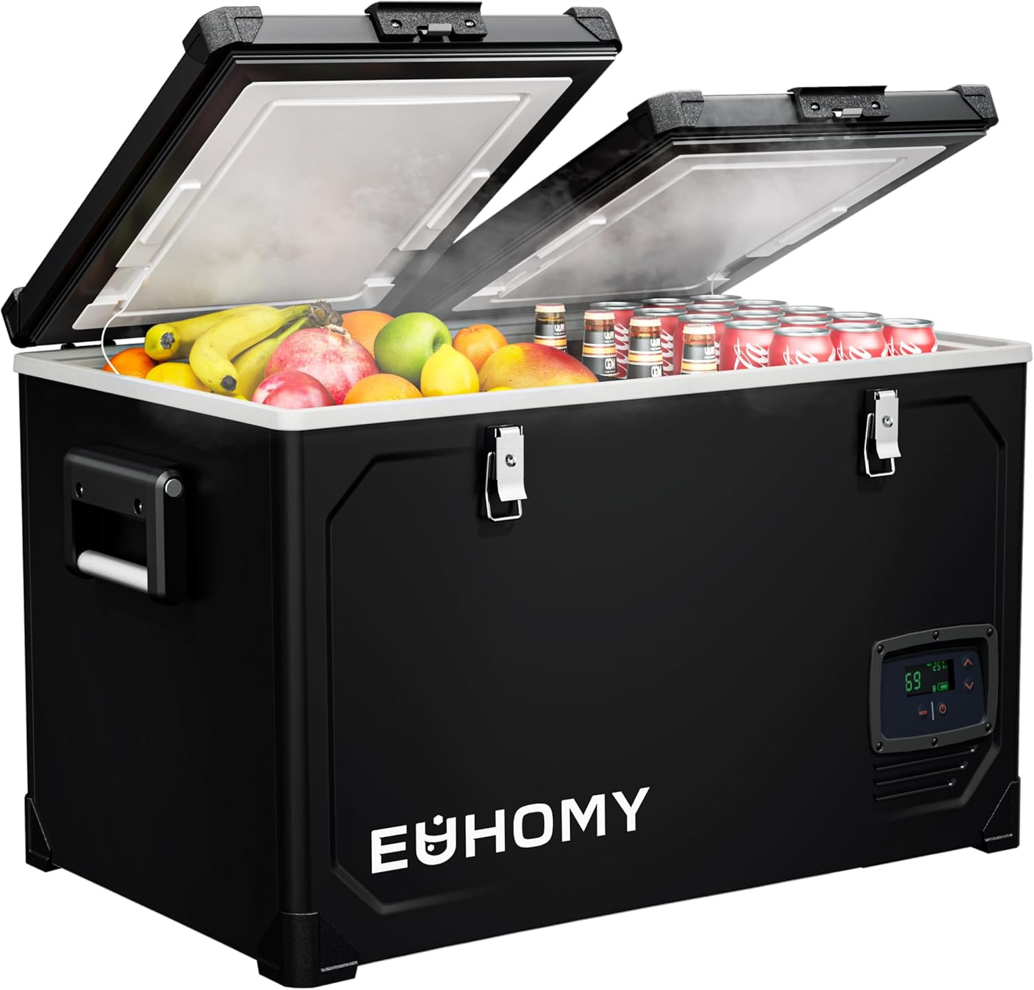 69QT 12V Electric Cooler, Dual Zone Portable Fridge for Camping & Travel
