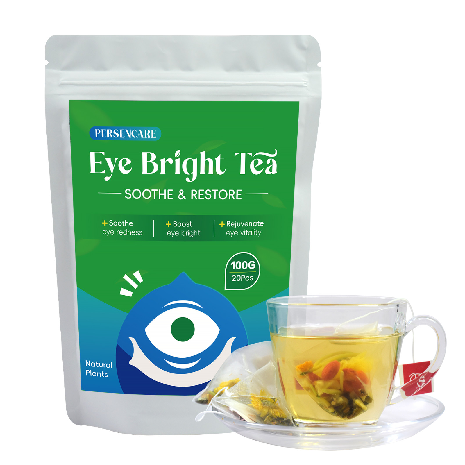 20 Pcs Natural Eye Bright Tea Chinese Herbal Liver Detox Eye Health Care Teabags
