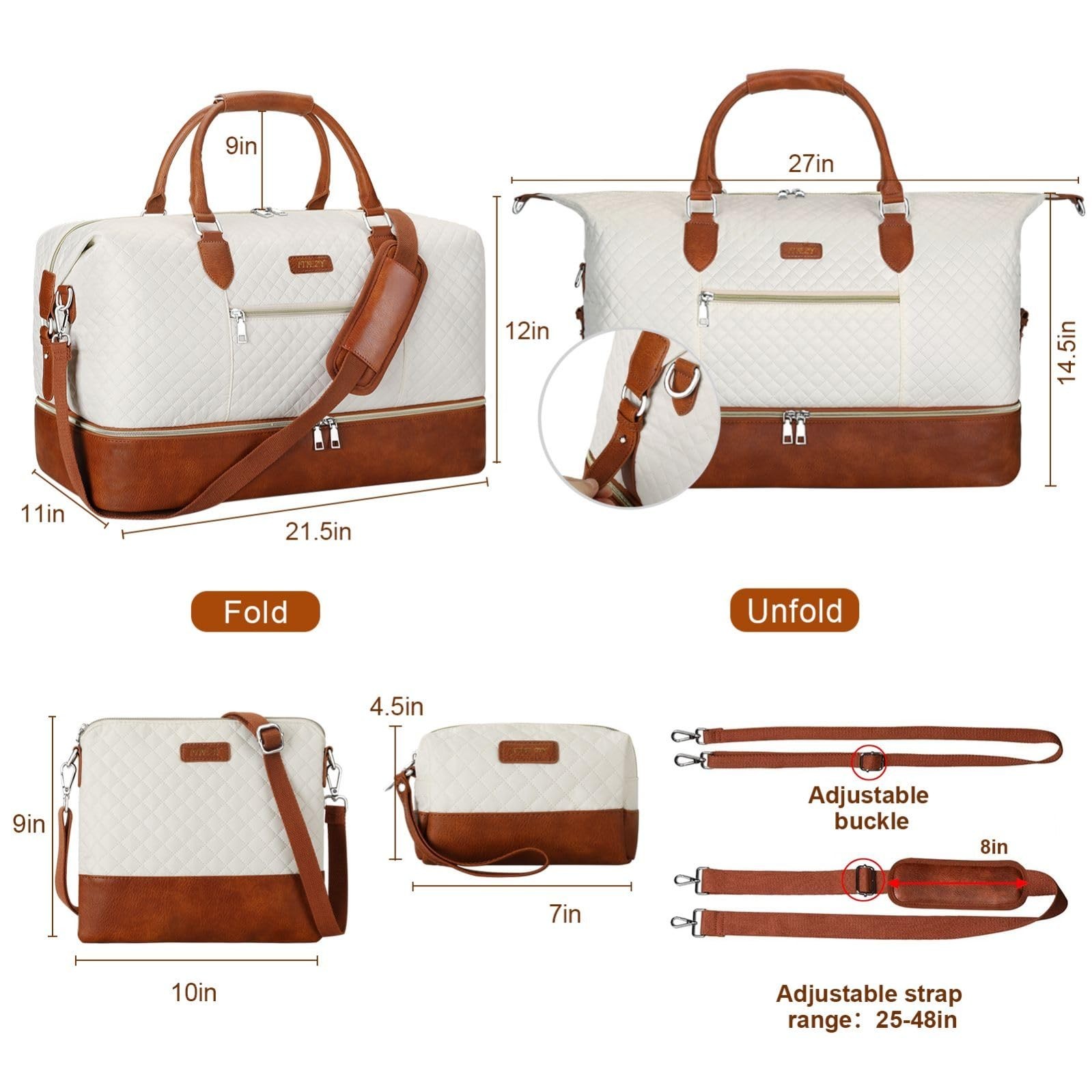 Weekender Bag for Women, Travel Duffel Bag Carry On Overnight Bag with Shoe C…