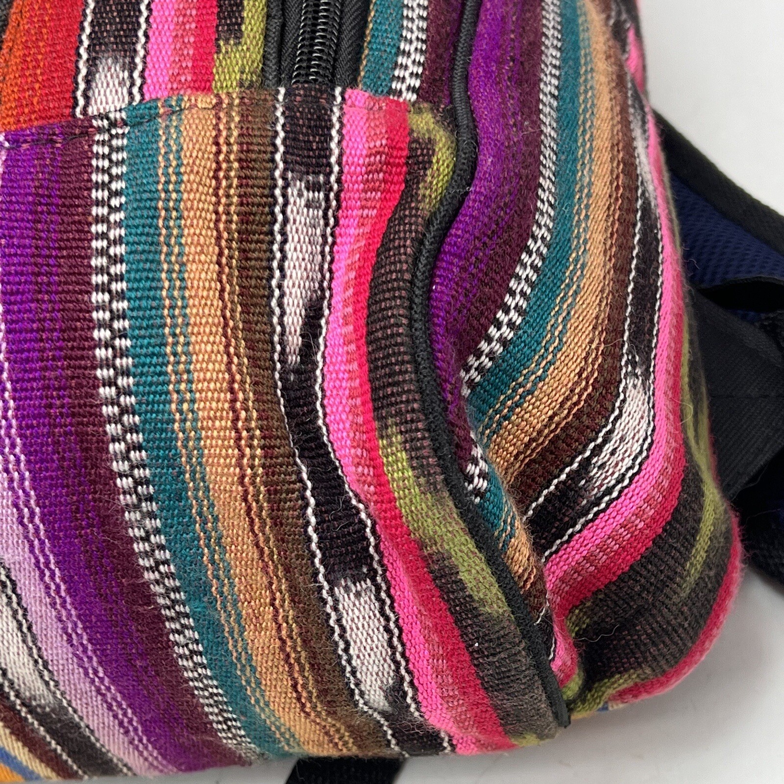 BackPack Guatemalan Full Zip Cotton Adjustable Straps 3 Compartments Colorful