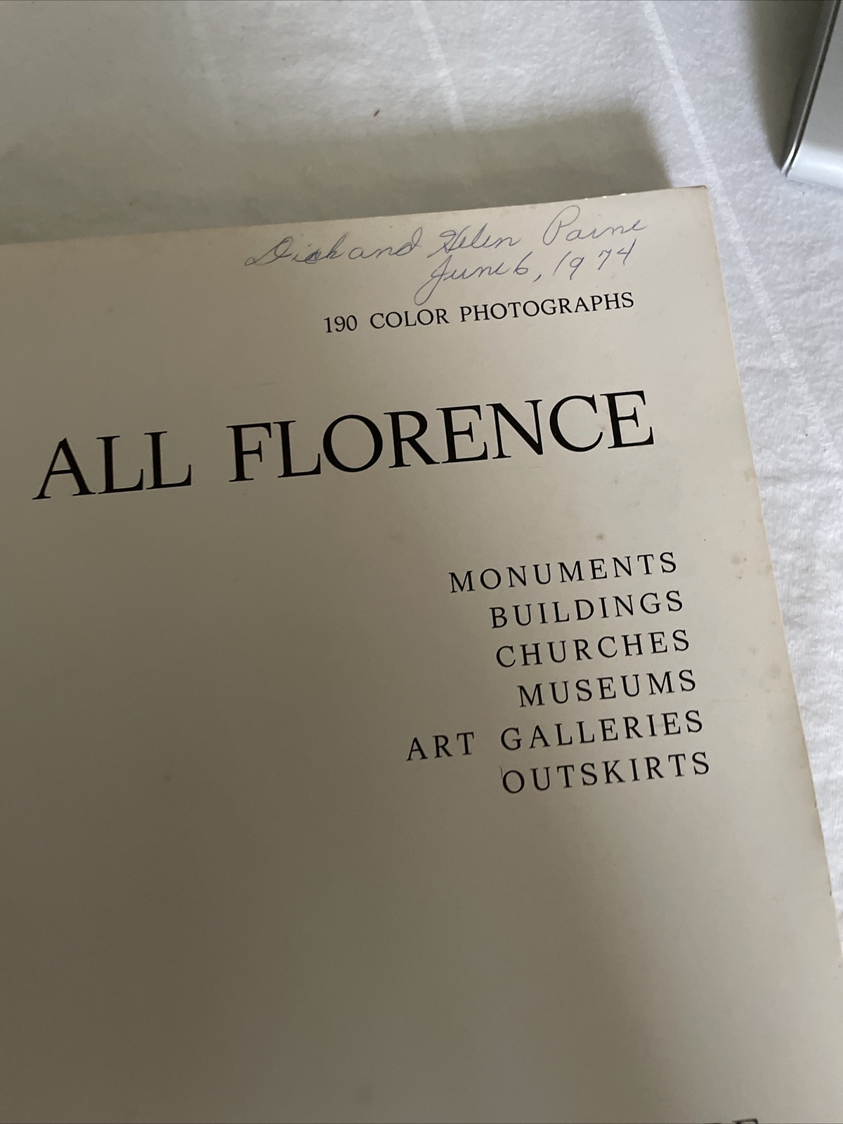 All Florence In 190 Kodak Color Photographs (1972 Paperback Clear Dust Jacket)