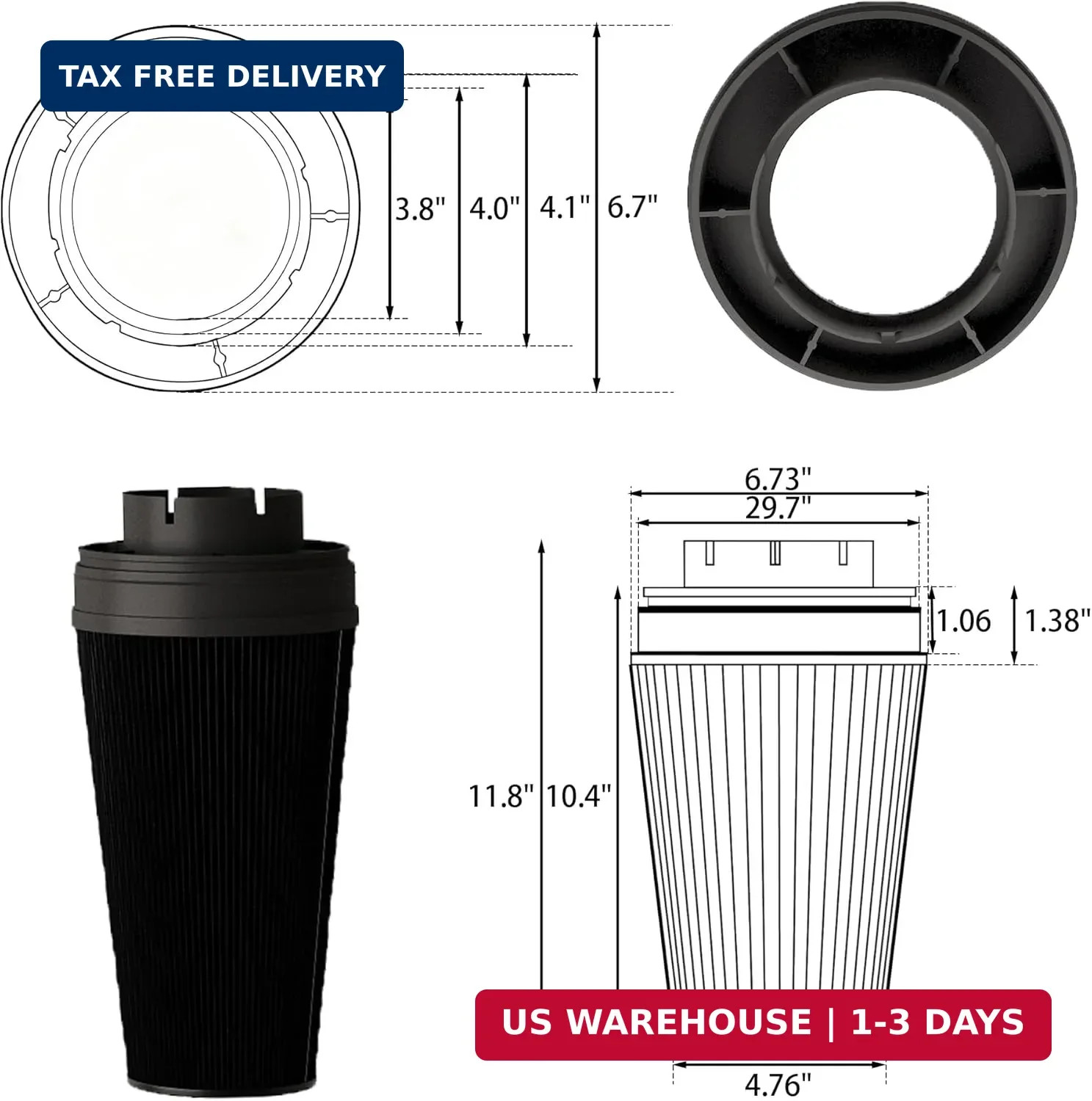 4” Cold Air Intake with Heat Shield Compatible with 1999-2006 GMC & Chevy V8 4.