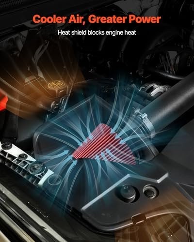 VEVOR Cold Air Intake, 3.5 Inch Cold Air Intake System + Heat Shield Compatib…