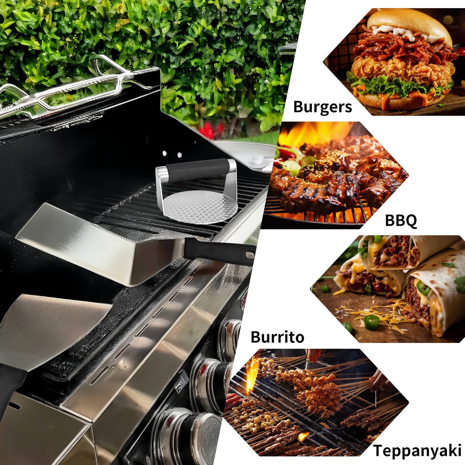 8PCS Smash Burger Press Kit – Burger Press,3 in 1 Patty Maker,Hamburger Spatu…
