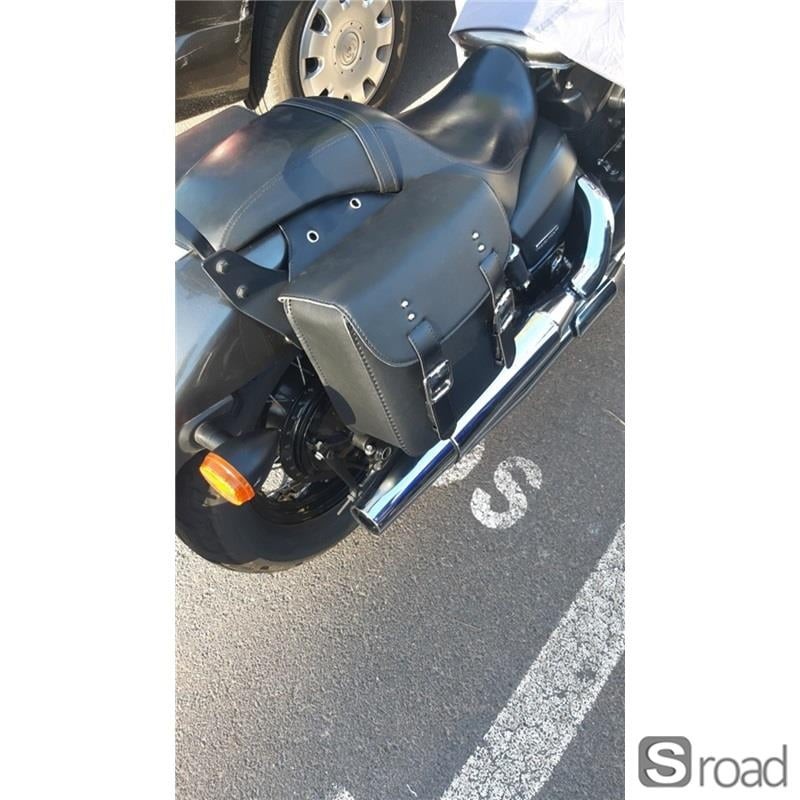 Universal Waterproof Motorcycle Saddlebags, PU Leather With Metal Buckles