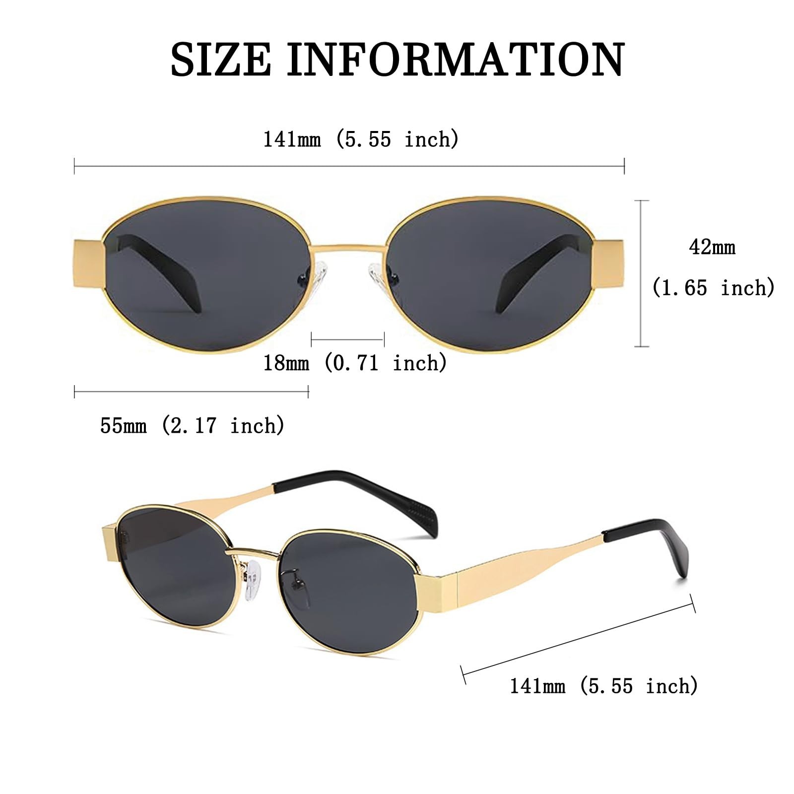 Retro Gold Oval Sunglasses for Women Men Trendy Metal Frame Sun Glasses Class…