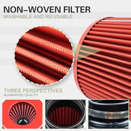Fiber 3″ Cold Air Intake Filter (RED, 3inch”7mm) 6