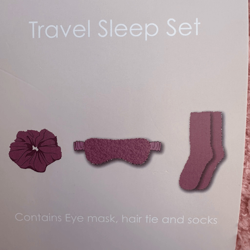 Roaming Essentials Travel Sleep Set Eye Mask Socks scruncie Pink OS NEW