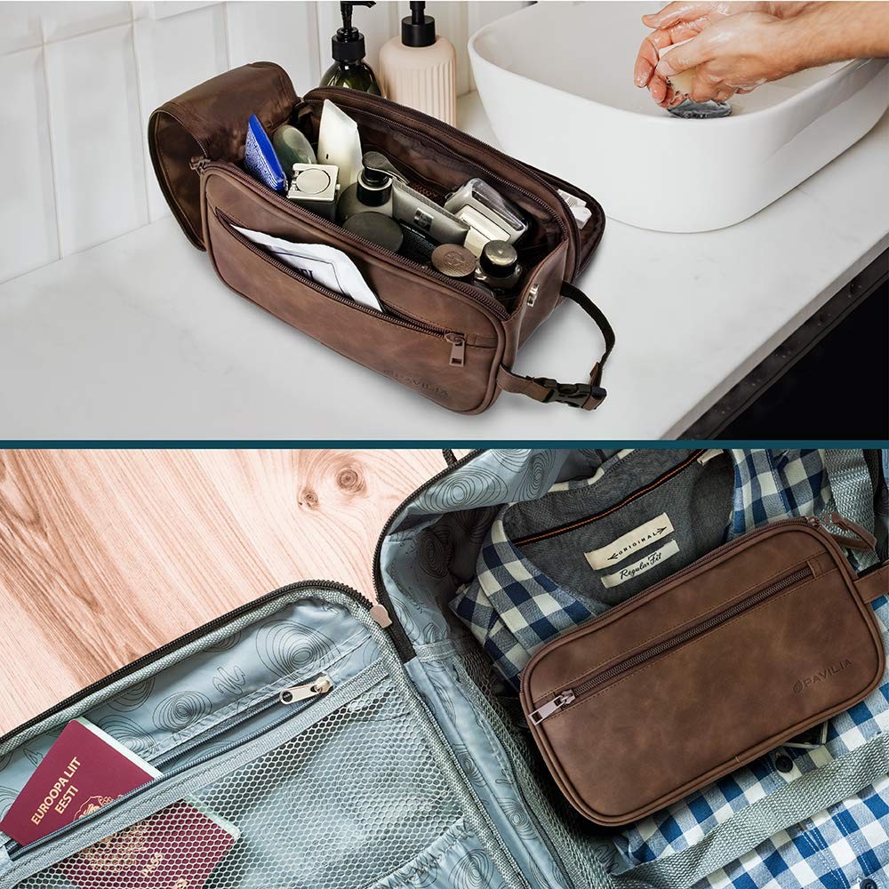 PAVILIA Toiletry Bag for Men, Travel Essentials Shaving Dopp Kit, Mens Travel Ba