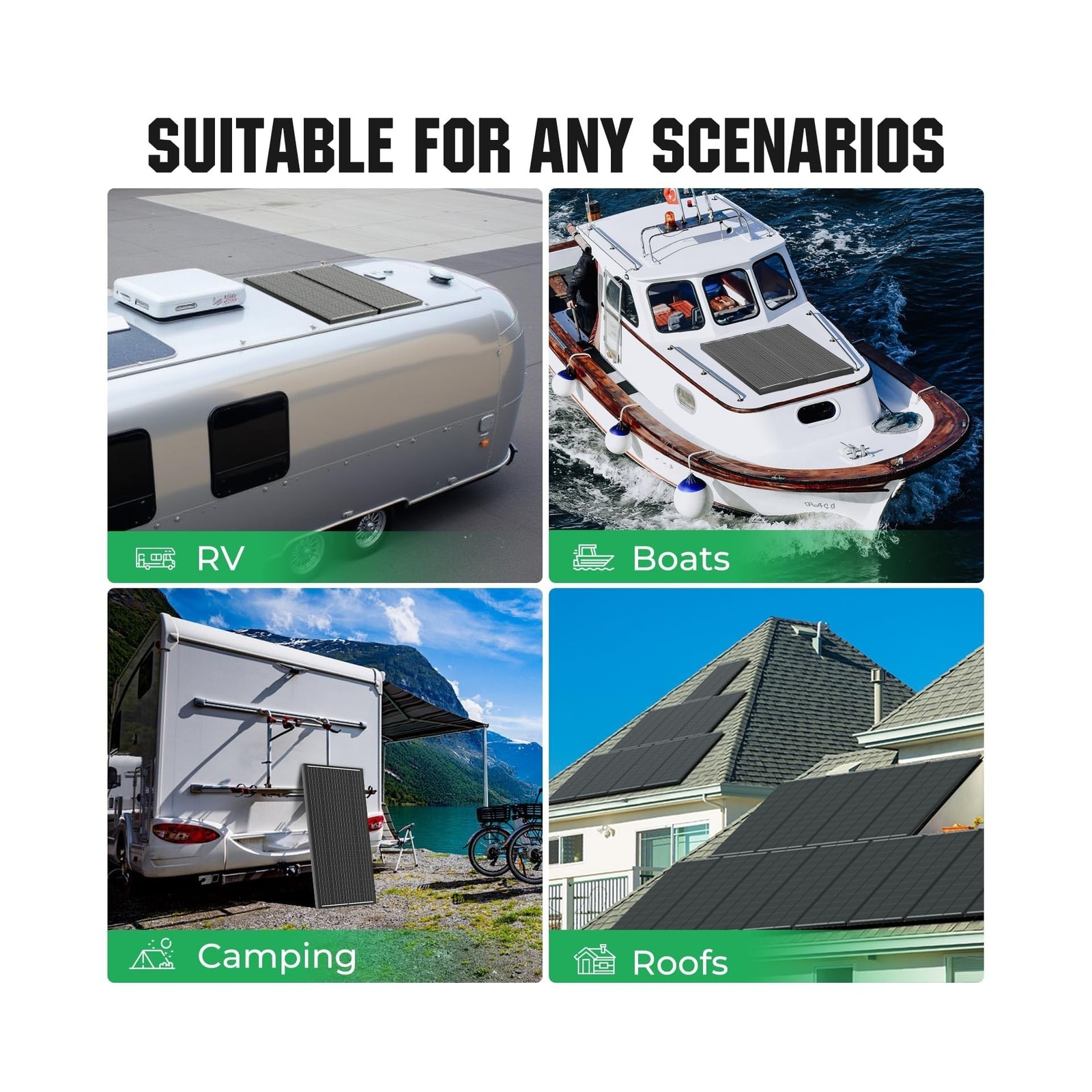 18BB 200W Solar Panel, 2Pcs N-Type 12V/24V 100 Watt Solar Panels, 25% High Ef…