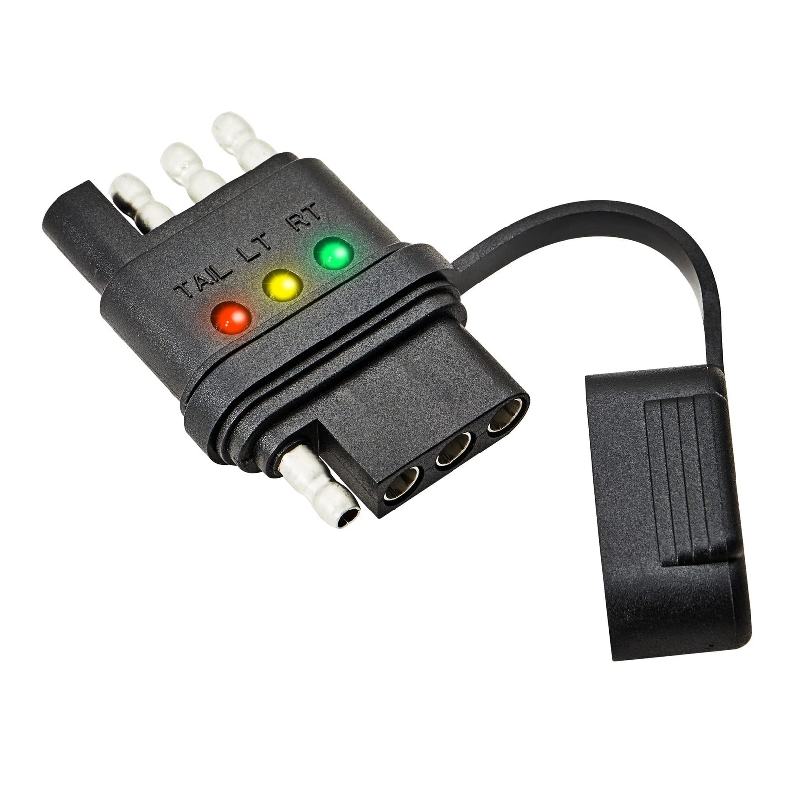 4-Way Flat Trailer Wiring Tester 4 Pin Male Female LED Indicators RV Hitch