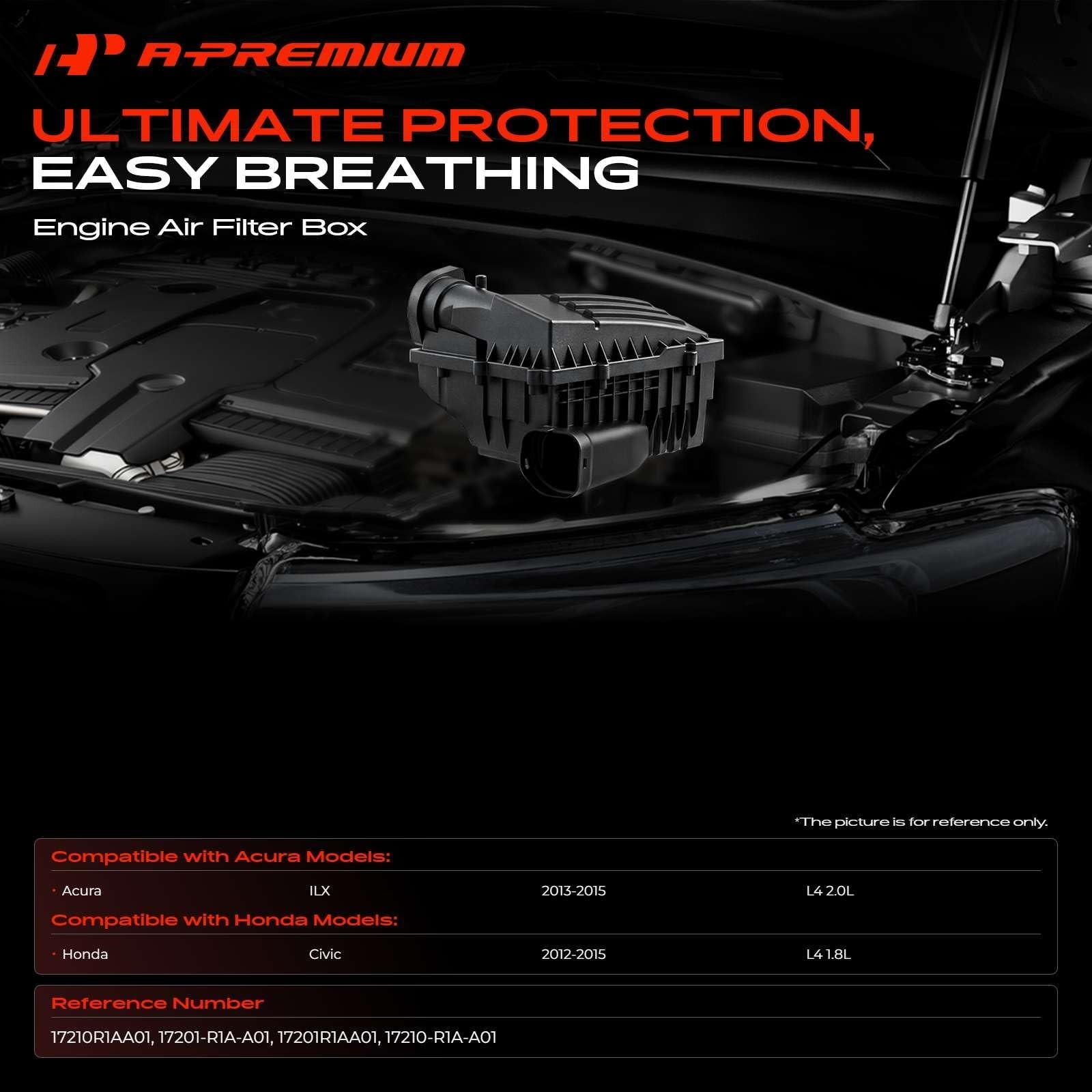 A-Premium Engine Air Filter Cleaner Box Housing Compatible with Honda Civic 2…