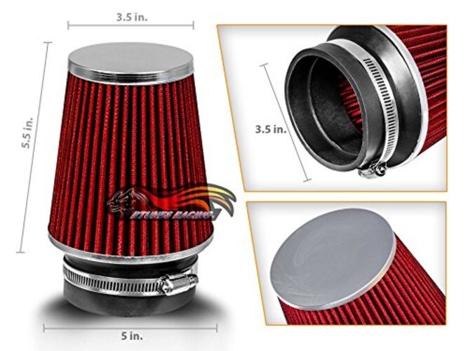 RED 3.5″ 89 mm Inlet Narrow Cold Air Intake Cone Replacement Performance