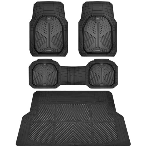 CAR PASS Heavy Duty Rubber Car Mats with Cargo Liner, Deep-Dish Car Floor Mats