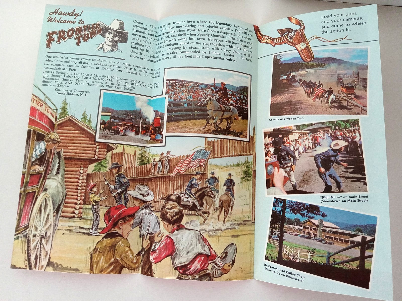 Vtg 1966 Frontier Town Adirondack Mountain Park NY Brochure Cowboys Calvary