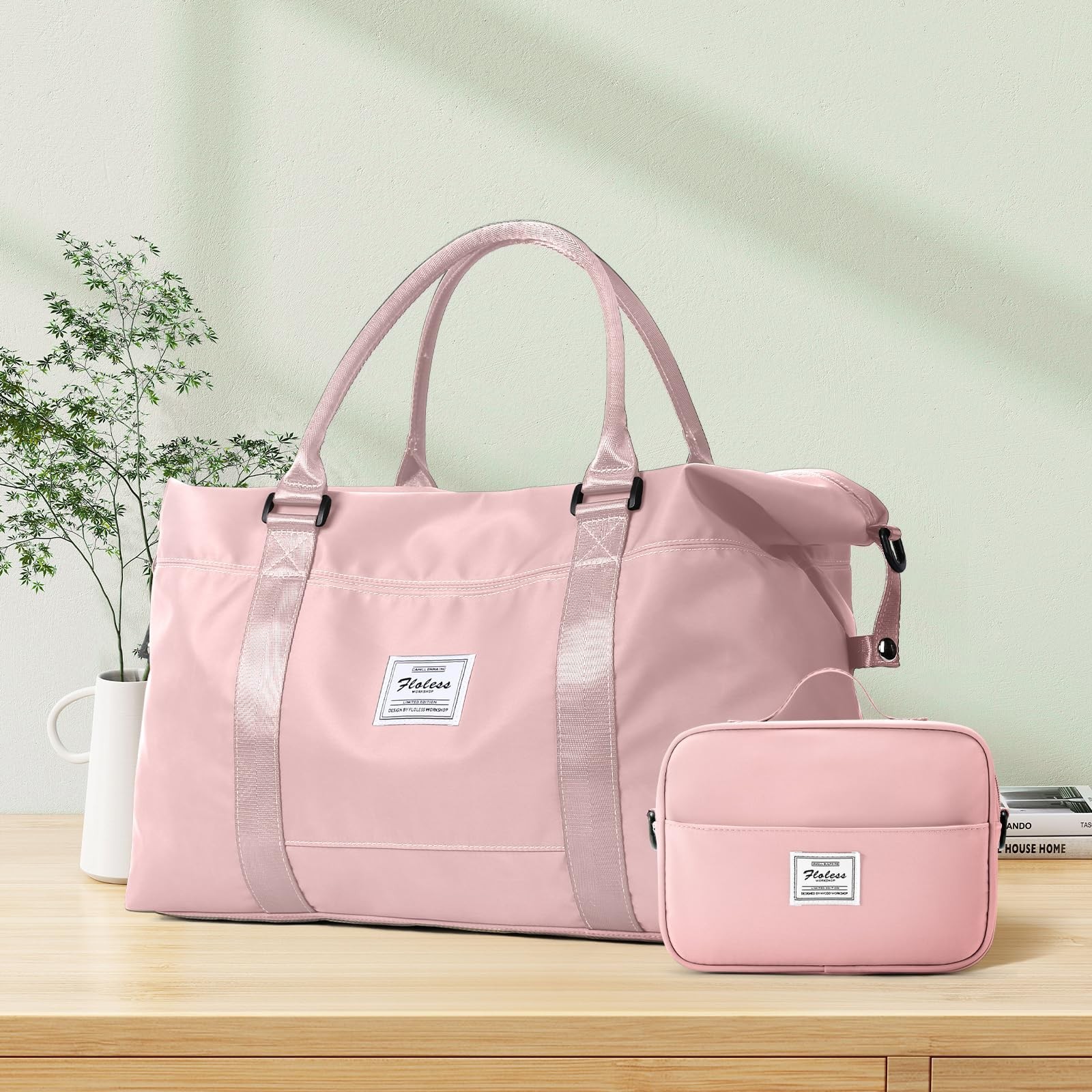 Travel Duffel Bag with Toiletry Bag,Weekender Overnight Carry-on Bag for Wome…