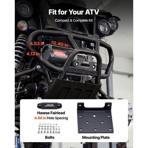 3500 lbs Electric Winch, 12V DC ATV/UTV Winch with ?&brvbar;0.21 in x 32.8 ft Sy