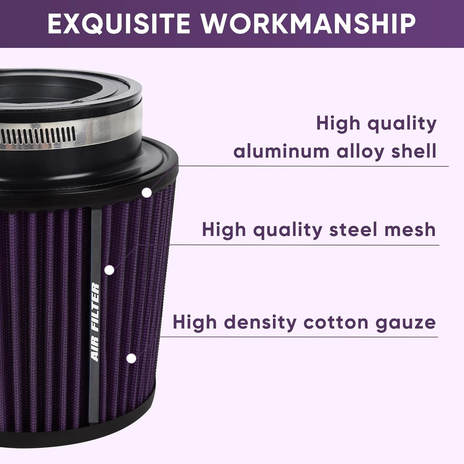 3 3.5 4 Inches Cold Air Intake Filter 76Mm 89Mm 101Mm High Performance Washable
