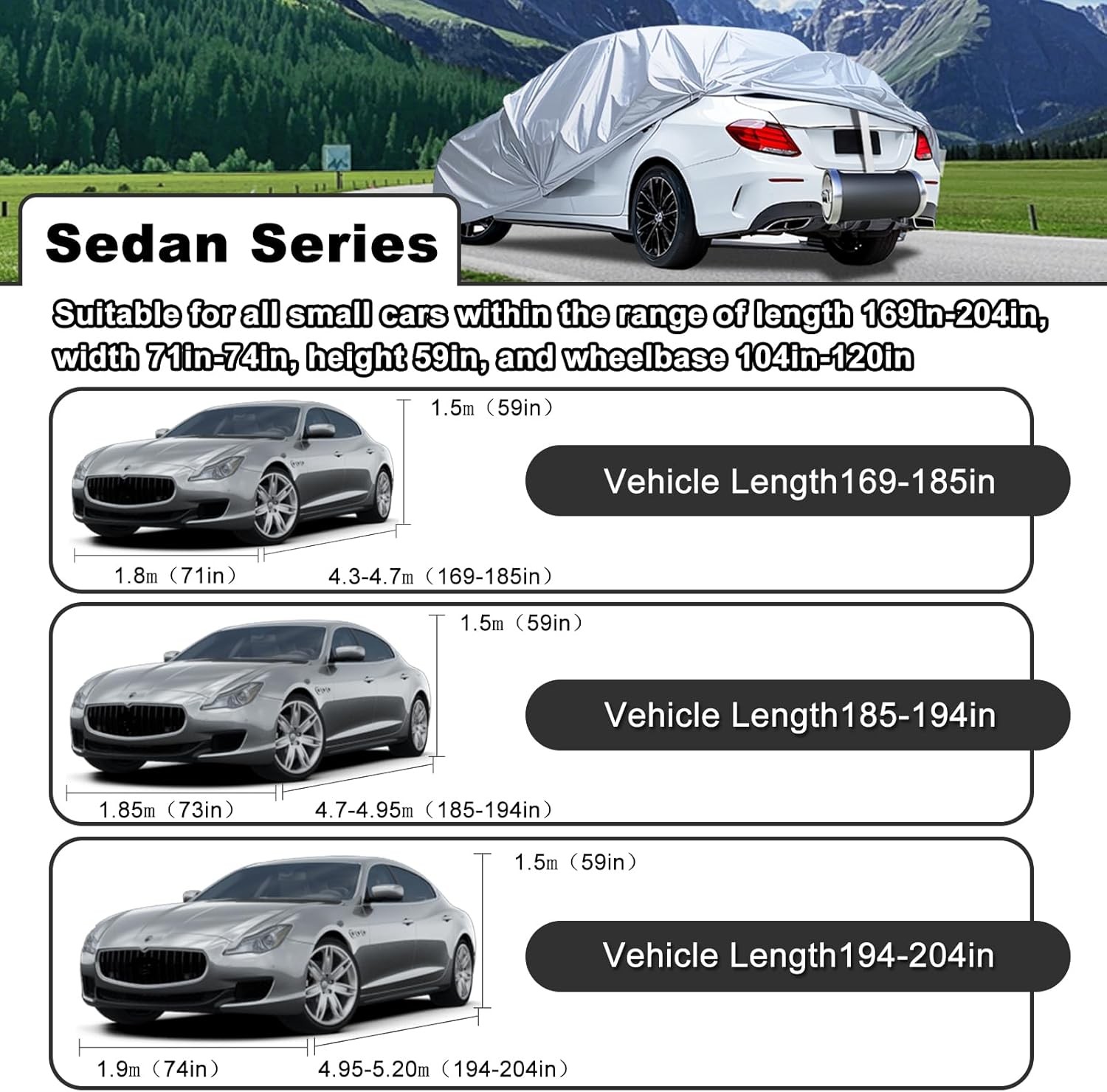 Automatic Car Cover with Remote Control for Sedan length194-204 in,width75 in Re