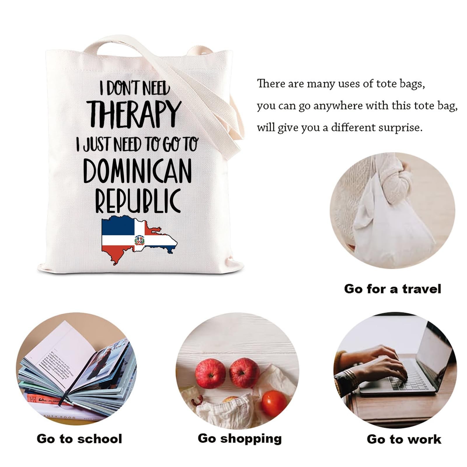 KUIYAI Dominican Republic Trip Tote Bag Dominican Republic Lover Gift Dominic…