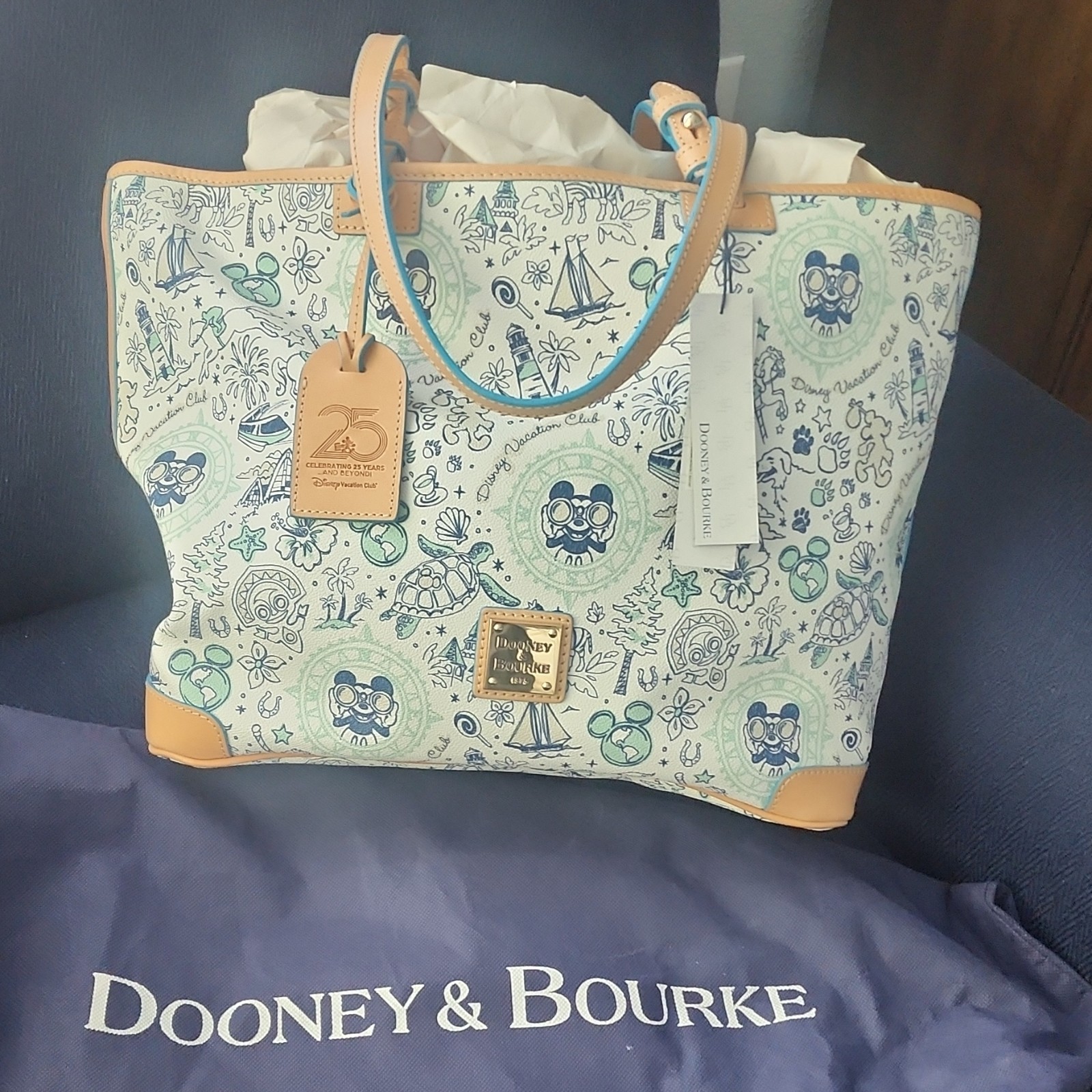 Dooney & Bourke Disney Vacation Club 25th Anniversary Large Multicolor Tote 2016